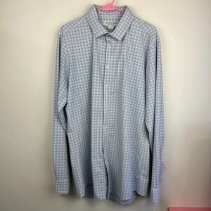 Mizzen+Main Performance Checkered Mens Button Front Shirt Mens Size L Trim Talll
